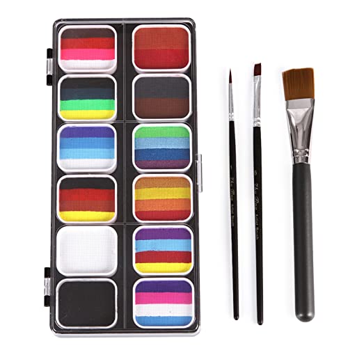 Watolor Paint Palette Set 30 Colors Set Professional F Paint Kit with 3 Brush & Non Toxic Water Activated F and Body Painting Makeup Hypoallergenic Fpaints for Halloween Cosplay