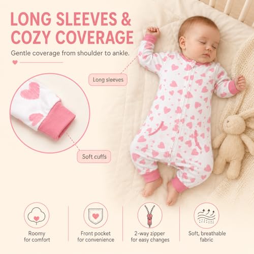 Image of Toddler Sleep Sacks for 2t-3t, 1 Pack Baby Wearable Blanket with Feet, Long Sleeves Breathable Sleep Sacks for Baby Boys and Girls