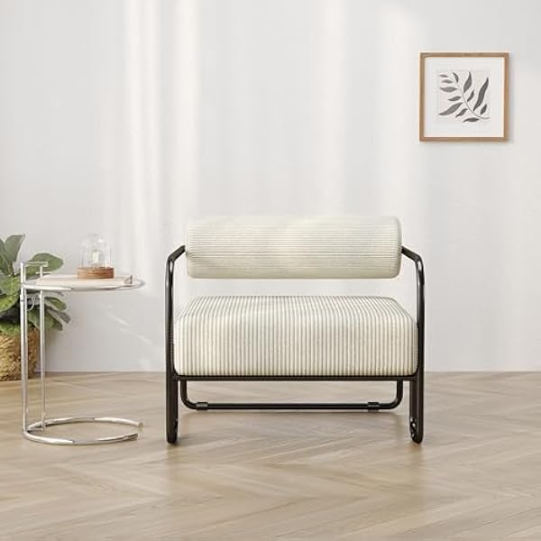 Generisch Fotel wypoczynkowy Corduroy 68,5 x 73 x 70,5 cm, obciążenie 130 kg, miękkie obicie ze sztruksu z czarną metalową ramą, minimalistyczny fotel do salonu, sypialni, biura