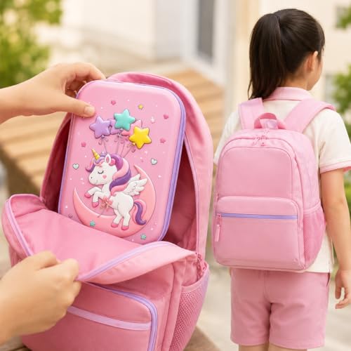 Image of Goyal's Unicorn 3D EVA Hard Shell Pencil Pouch for Girls, Double Layer Geometry Box & Pencil Case, Large Capacity Waterproof Stationery Organizer with Zipper for Kids School Students
