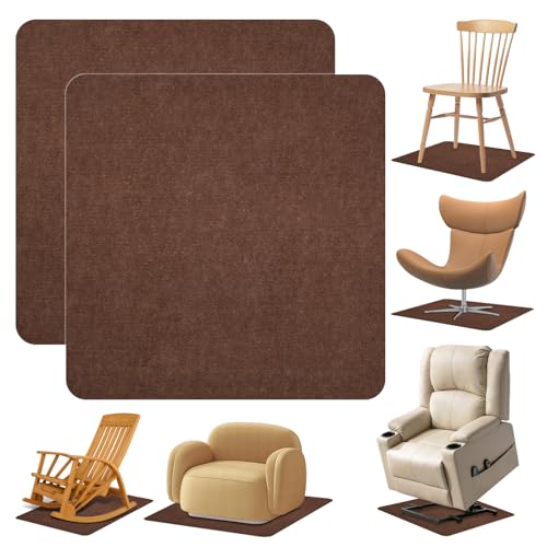Recliner Pads for Hardwood Floors Non Skid 35x35 Furniture Pads Floor Mats for Carpet Anti Slide Office Chair Mat for Floor Protector Chairs Recliner Rug Non Slip Recliner Grippers (2 Pack-Brown)