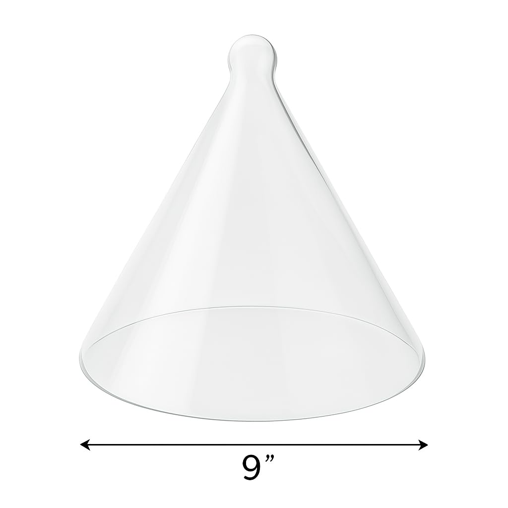 Serein Glass Cake Cover Cloche Conical Clear Cake Stand Lid Decorative Cone Display Dome Cover for Cake, Pastries, Cupcake, Table, Dining and Home Decoration, Birthday Parties, Weddings - 9 Inch 1