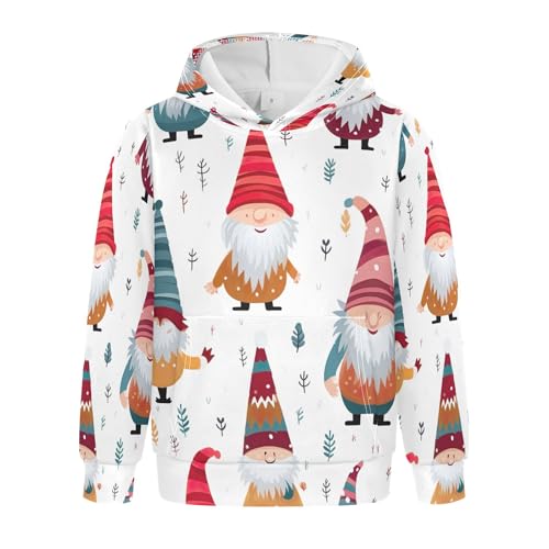 Kids Hoodies Sweaters Christmas Gnome Dwarfs Hooded Sweatshirts with Big Pockets for Boys Girls B0400013