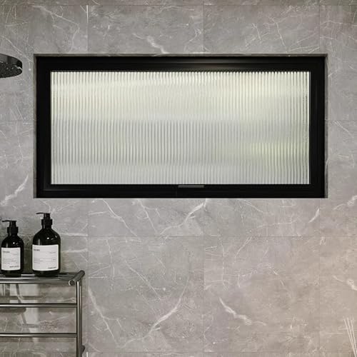 Bubinblau 40x80cm Frosted Bathroom Window - Privacy Glass with 360° Rotatable Design, Perfect for Basement Showers, Stairways & Ventilation, Stylish White Decor