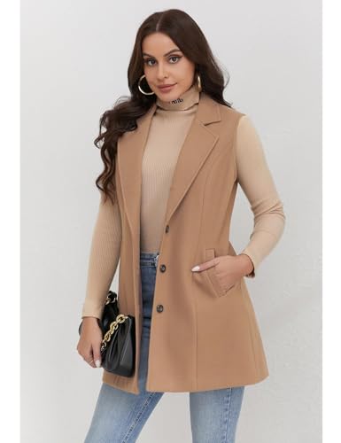 Image of IDEALSANXUN Plaid Vest for Women Fall Winter Sleeveless Blazer Jackets