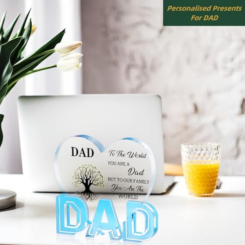 Fathers Day Dad Birthday Gifts from Daughter Son Wife, Delicate Thanksgiving Birthday Gift for dad, Acrylic Heart Sign Plaque Presents 3.9 x 3.7 inch - Image 3