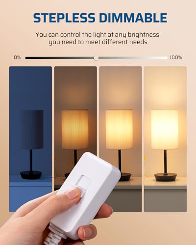 Image of DEWENWILS Plug in Dimmer Switch for Lamp, Table Lamp Dimmer for Dimmable LED /CFL Lights and Incandescent Bulbs, Full Range Slide Control, 5 ft Extension Cord, White