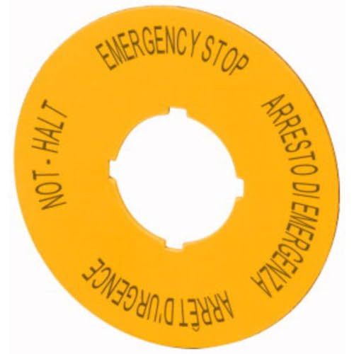 Eaton 121372 Schild, NOT-HALT, D = 60 mm, gelb, DE, EN, FR, IT