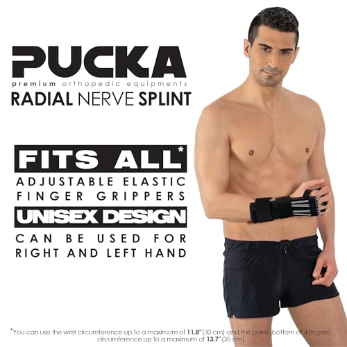 Pucka Radial Nerve Palsy Splint Adjustable Dynamic Drop Wrist and Finger Splint for Pain Mcp Arthroplasty Recovery Stroke Brace - Fits Right or Left Hand Splint