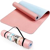 ACTIVE FOREVER Yogamatte, Hochwertige TPE-Yogamatte, Fitness-sporttrainingsmatte, Yogamatte mit Riemen, Rutschfest, Ungiftig, Geeignet für Yoga-Anfänger, Fitness, Pilates Und Turner (Pink Blau)