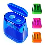 Pencil Sharpener, Manual Pencil Sharpeners, 4PCS Colorful Compact Dual Holes Pencil Sharpeners with