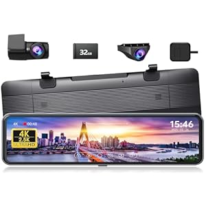 JOMISE 4K+2.5K Detached Rear View Mirror Camera,10.88″ Mirror Dash Cam Front and Rear Dual Camera for Car, Mirror Backup Camera with Parking Monitoring/Night Vision/G-Sensor/32GB Card Included