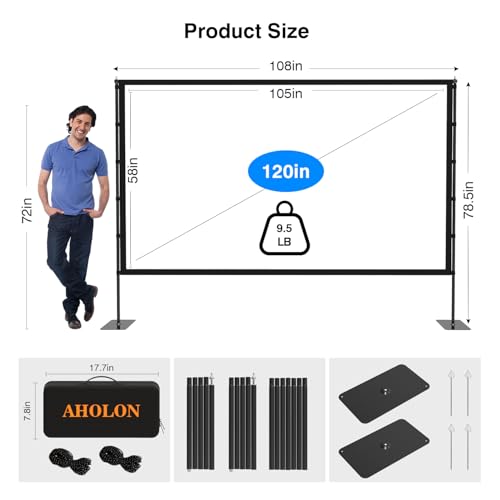 undefined Outdoor Projector Screen with Stand - 120 inch Portable Projector Screens Indoor Outdoor Projector Screen 16:9 4K HD Outdoor Movie Screen with Carry Bag,Enioy Home Theater Projection Screen. の商品画像 5