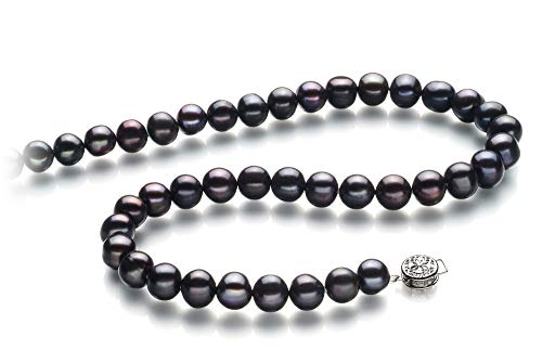 Kaitlyn Black 8-9mm A Quality Freshwater 925 Sterling Silver Cultured Pearl Necklace For Women2