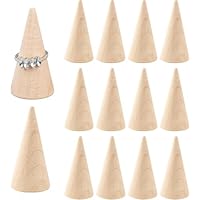 Framendino, Small Natural Wood Cone Ring Holder Finger Jewelry Display Stand Organizer for for Jewelry Display DIY Craft