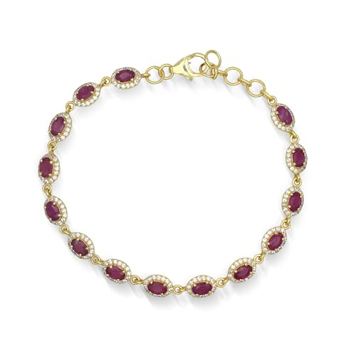 Bracelet rivière rubis de haute joaillerie en plaqué or 925 avec pierres facettées