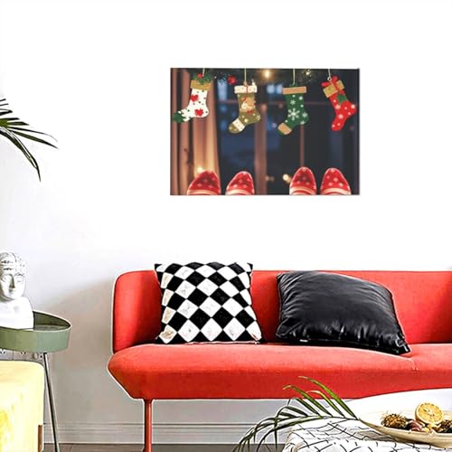 Chaussettes de Noël toile murale moderne pour une décoration de salon cosy
