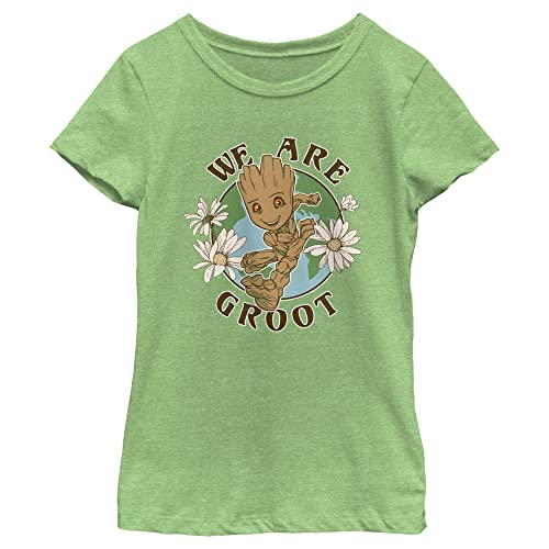 Marvel Girl's Groot Earth Day T-Shirt, Green Apple, X-Large