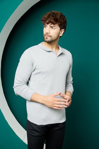 Image of Kvetoo Full Sleeve Winter Wear Woolen Collar Polo Sweater for Men