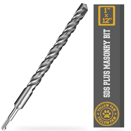 1 Inch SDS Plus Masonry Drill Bit for Concrete & Brick (12 Length - Industrial Grade) Fits All SDS Rotary Hammers - Carbide Tipped for Cement Stone Block & More