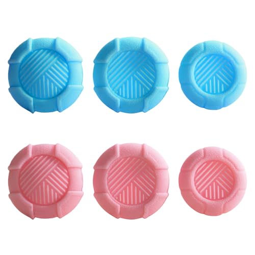 Image of PERFECTSIGHT Thumb Grip Caps for PS5 PS4 Xbox Series X /S Xbox One Switch PRO Controller Steam Deck 6 PCS Soft Rubber 3D Thumbsticks Button Joystick Cover Set, Pink+Blue