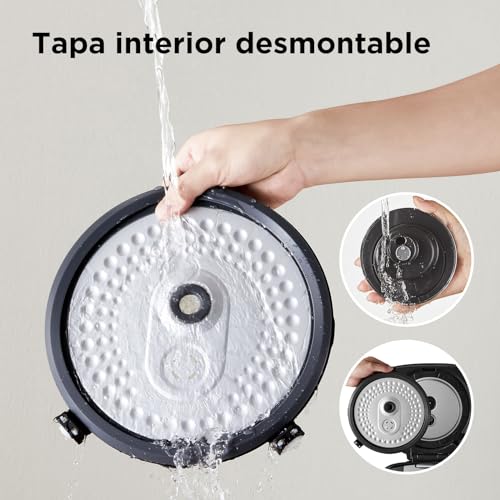 Miniatura 6 de Midea Olla Arrocera Multifuncional Con Vaporera 10 Tazas, 1,8 Litros 11 Funciones Multicocción, Pantalla Led, Calentador, Temporizador, Olla Interior Extraíble Antiadherente Negro