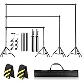 Backdrop Stand for Parties 10 x 8.5 FT, Heavy Duty Photography Backdrop Stand for Events, Video Shooting, Portable Photo Background Stand with Carry Bag, Sandbags, Spring Clamps