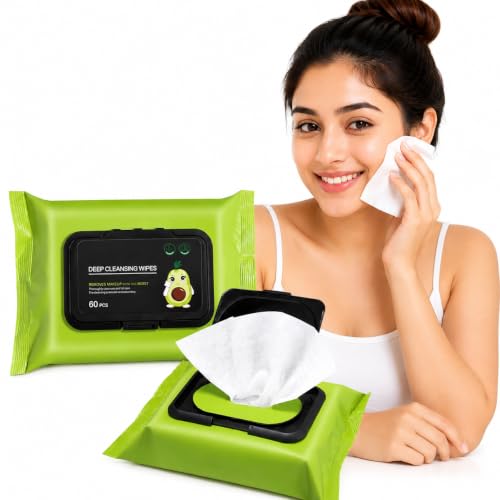 Image of Makeup Remover Wipes, 60 Count Facial Cleansing Wipes for Waterproof Makeup Removal, Hydrating & Moisturizing Face Towelettes, Gentle Daily Cleanser for All Skin Types, Travel Friendly