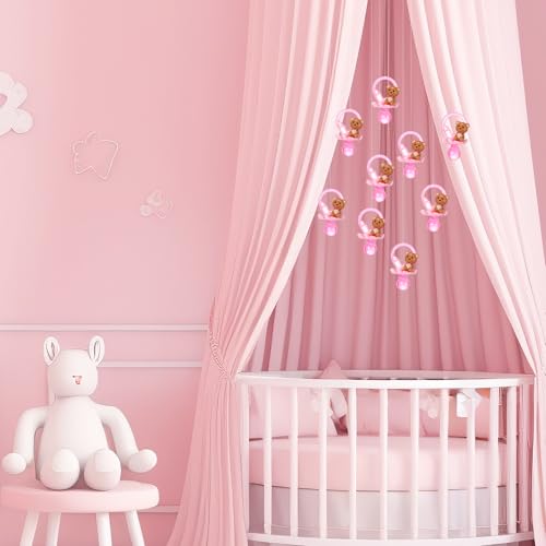Image of Coume 36 Pcs Baby Shower Pacifiers Necklace Cute Bear Bottle Acrylic Pacifiers Necklaces for Baby Shower Games Guests Gender Reveal Party Favors Prize Decorations DIY (White,Pink,Cute)