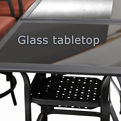 Image of LOKATSE Home Patio Bar Height Outdoor Table Bistro Square Outside High Top with 2-Tier Metal Frame (27.6 inchx 27.6 inchx 36.2 inchH)