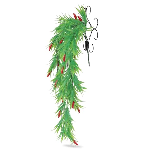 Image of Foliyaj Artificial Red Chilli Vine with Metal Wall Stand | Show Pieces for Living Room | Faux Plants for Home Decor | Decorative Creeper Vine for Home and Office Decoration | 70 cm Length
