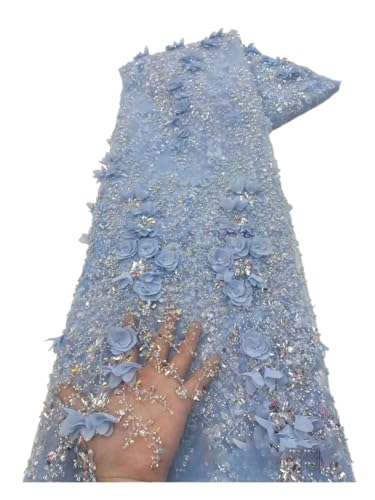 Tissu en dentelle anti-affaissement avec fleurs 3D de 5 yards pour réussir votre robe de mariée
