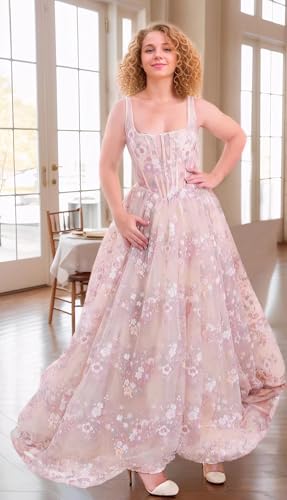 Elegant Tulle Prom Dresses for Teens Retro A Line Square Neck Formal Evening Party Gowns 20243