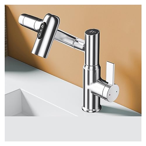 Robinet rotatif 360 jet cascade et affichage numérique température eau froide pour salle de bain