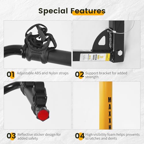 Image of MaxxHaul 50025 Hitch Mount 2-Bike Rack for Cars, Trucks, SUVs, Minivans - Fits 1-1 /4 inch & 2 inch Hitch Receivers, 100 lb Capacity, Anti-Rattle, Secure Cradles, Heavy-Duty Steel Construction - Color May Vary