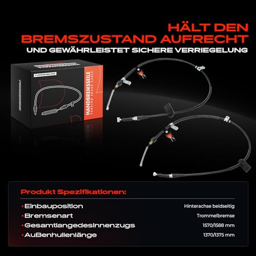Frankberg 2x Feststellbremse Seilzug Trommelbremse Hinten Kompatibel mit Jimny Geländewagen Geschlossen SN 1998-2024 Jimny SUV SN 1998-2024 Replace# 5442081A00