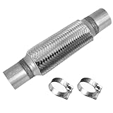 Editbar Flexrohr Auspuff - 45 × 203 × 303 mm, Flexrohr Universal Flexstück mit 2 Schellen, Wellrohr Flexibles Rohr, Auspuff Faltenbalg, Flexibles Rohr, Edelstahl Auspuffrohr für Autoabgasanlagen