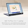 Dell 16 Plus 2-in-1 Laptop Copilot+ PC db06250 16.0-inch 16:10 2.5K (2560 x 1600) Touch HDR 600, Intel Core Ultra 7 Series 2, Intel Arc Graphics, 16GB RAM, 1TB SSD, FHD Camera, Windows 11 Home - Blue