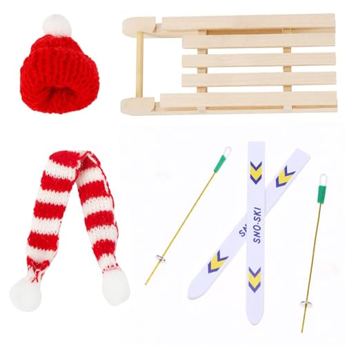 Wichtel Zubehör, 4pcs Miniatur Wichtelzubehör mit Schlitten Holz...