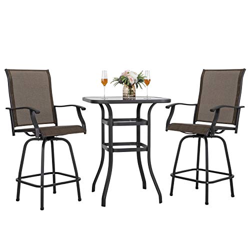 NUU Garden 3-Piece Textilene Swivel Bar Set