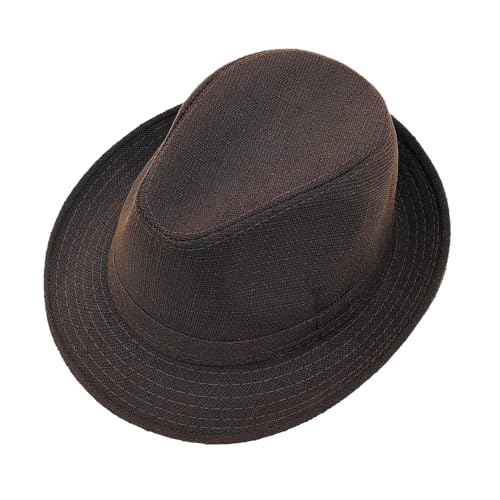 Classic Fedora Hats for Men & Women Hat Short Brim Unisex (US Numeric 7 3/8 7 1/2 Brown)