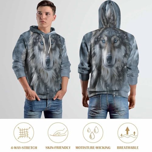 Sweat à Capuche Loups Sauvages Pull Confortable Contre le Froid