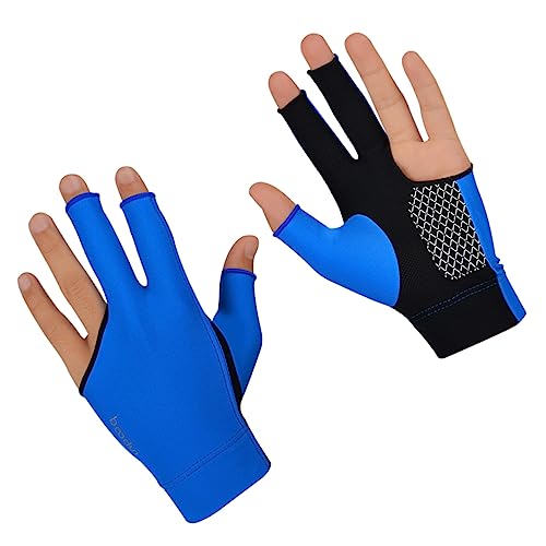 BRIGHTFUFU Elastic 3 Finger Billiards Glove Snooker Cue Glove Breathable Material Size m Blue Anti-Slip Comfortable Fit