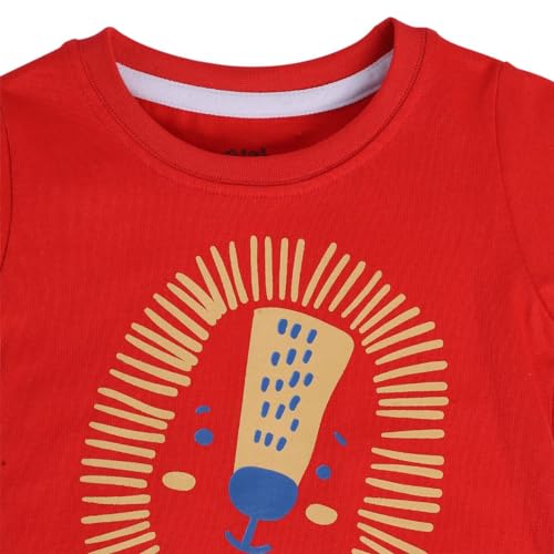 Image of miniklub Baby Round Neck, Short Sleeve Knit Cotton T-Shirt, (Red)