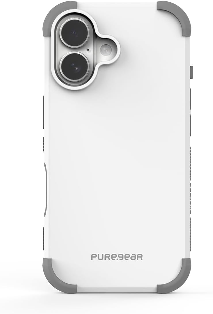 PureGear DualTek Magnetic Phone Case for Apple iPhone 16 Plus, Military Tested and Approved Protection, Compatible with MagSafe Heavy-Duty Durable Protective iPhone 16 Plus MagSafe Phone Case, White