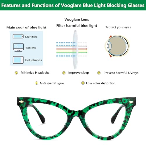 Image of VOOGLAM Cat Eye Blue Light Blocking Glasses for Women Anti UV Eyestrain Eyewear Maite OP02131