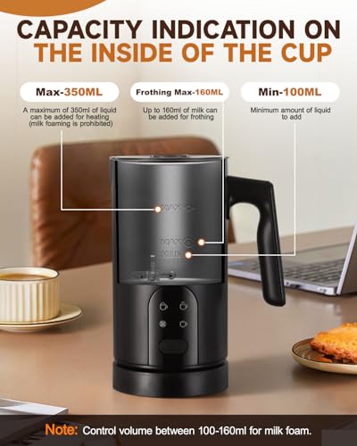Image of Milk Frother and Steamer, 4-in-1 Automatic Electric Milk Frother 11.8oz /350 ml, Instant Hot and Cold Foam Maker, Milk steamer Heater Foamer Warmer for Coffee, Cappuccino, Macchiato, Latte