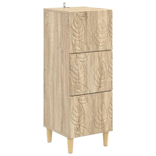 vidaXL Cajonera Roble Sonoma 33 x 34,5 x 90 cm Madera de ingeniería, Mueble Vintage Rectangular para Sala, Cajonera con Espacio Amplio para Organizar tu Hogar