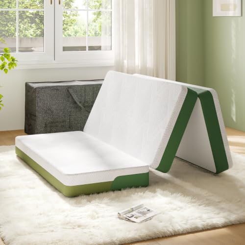 Image of Softa Tri-Fold Mattress Full 6 Inch, Cooling Gel Memory Foam, Washable Cover, Non-Slip Base, Viscose from Bamboo, Certi-PUR & Oeko-TEX Certified, Space-Saving Floor Bed for Guest, Camping, Yoga, RV