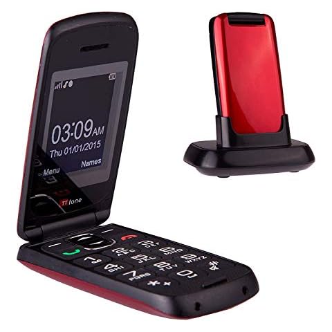 TTfone Star Big Button Simple Easy To Use Flip Mobile Phone Pay As You Go (Vodafone PAYG, Red) Cover